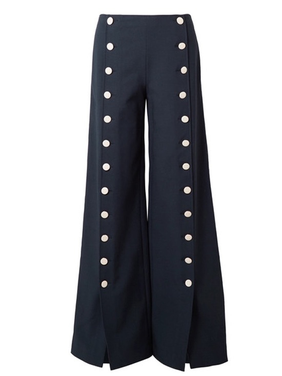 Tory Burch Pants - Tory Burch Navy Carrie Wide-Leg Sailor-Style Pants with White Buttons